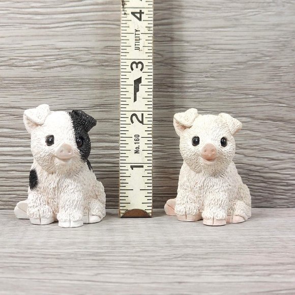 Vintage Animal Collection Pair of Pig Figurines Black and White Collectible Gift - Picture 9 of 11